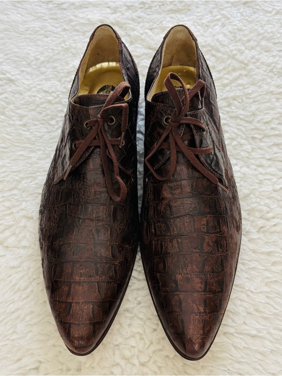 Just Cavalli Dark Brown Crocodile Skin Genuine Leather Oxfords Shoes EU 43 US 10 main image 9